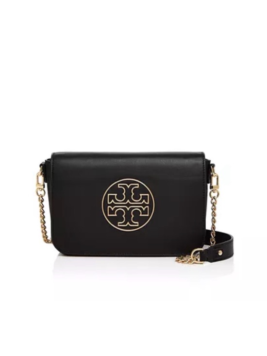 Tory Burch Handbags - Tory Burch Isabella Clutch- Black Leather Logo Chain Crossbody